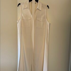 H&M Cream Sleeveless Maxi Dress with Notched Collar